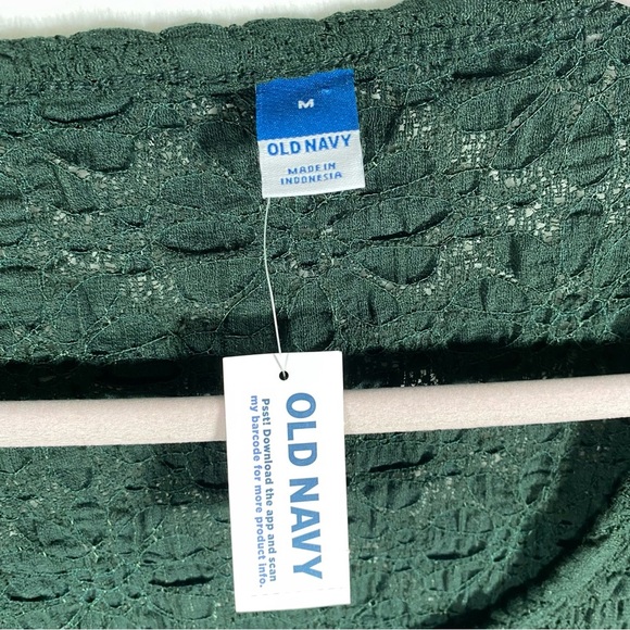 NWT Old Navy Textured Lace Scoop Neck Top Womens Size M Dark Green Flared Sleeve - Picture 5 of 10